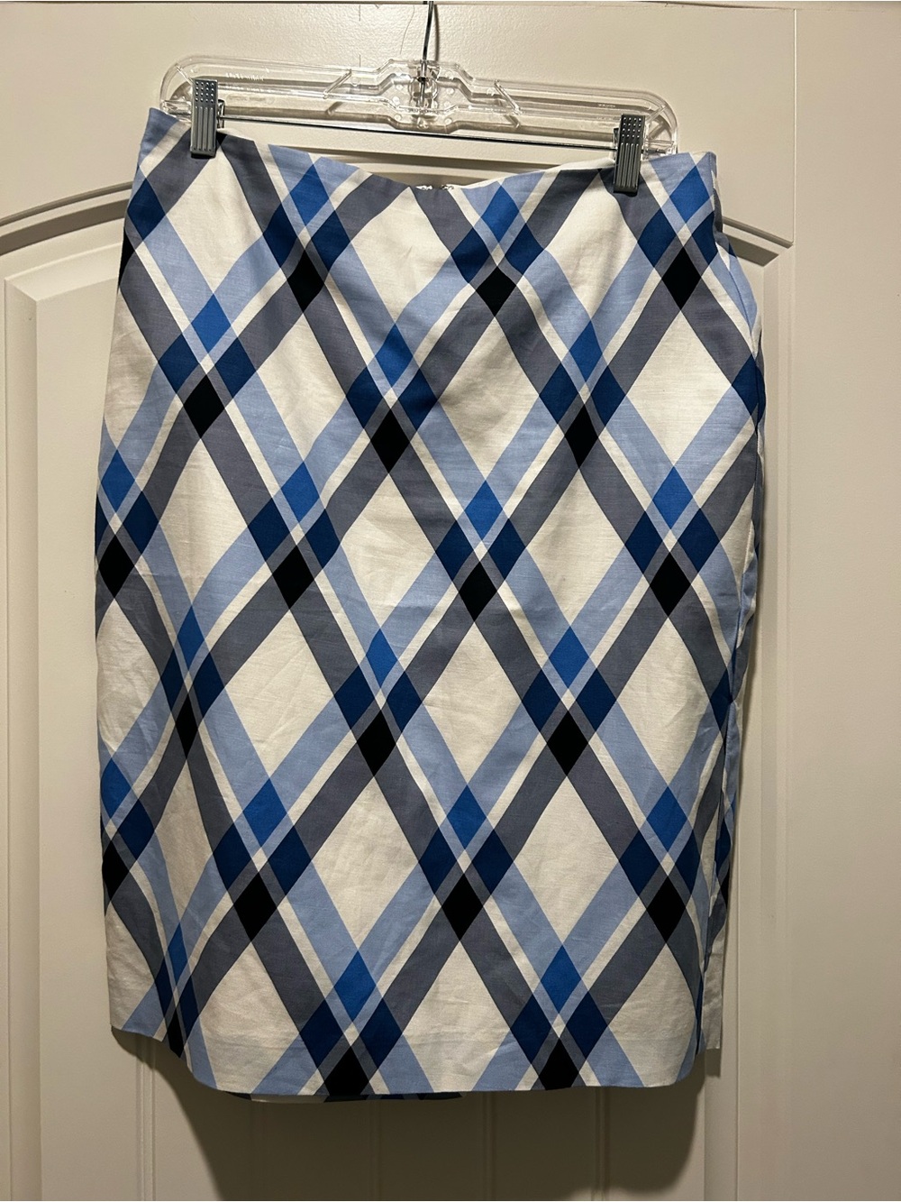 Women's Blue Plaid Pencil Skirt